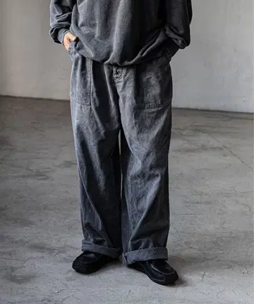 코튼 린넨 개버딘 피그먼트 바이오 밀리터리 트라우저 3