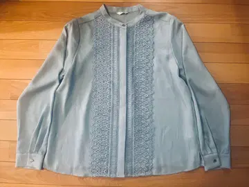 테치치 프론트 레이스 블라우스 스카이블루 프리 사이즈