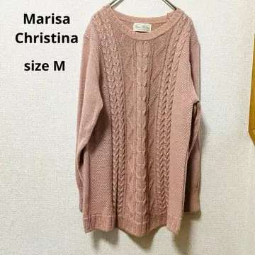 [마리사 크리스티나] 알파카 100% 케이블 니트 더스티 핑크 M