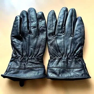 블랙 가죽 장갑 퍼 안감 부착
