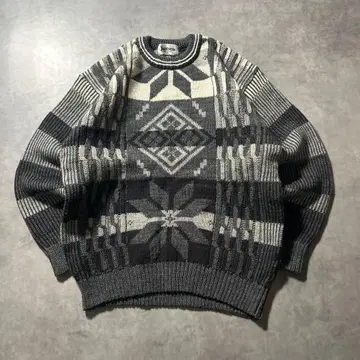 JANTZEN 노르딕 무늬 울 두꺼운 니트 스웨터 레트로