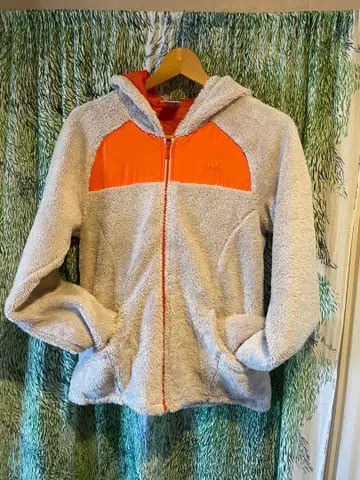 adidas 플리스 자켓 후드 부착 크림색/오렌지