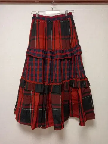 Freada 체크 프릴 플레어 캉캉 스커트