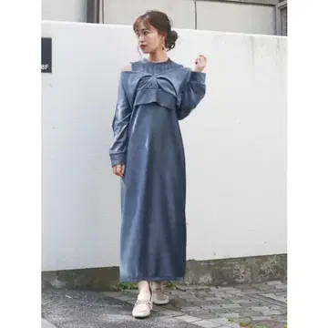 dazzlin 다즈린 컷 벨로아 롱 원피스 2WAY 셋업