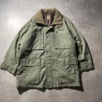 빈티지 그린 멀티 포켓 집업 하프 코트 자켓