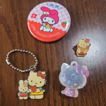 헬로키티 마이멜로디 배지 키링 핀즈 세트 산리오 헤이세이 레트로