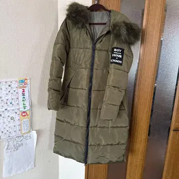 카키 롱 다운 자켓 겨울 여성용 한국