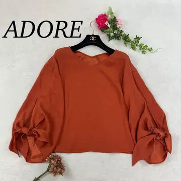 R121 새상품급 38 L 어도어 오렌지 7부 소매 블라우스 여성용