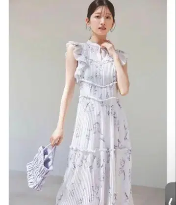 스나이델 Sustaina 프린트 플리츠 원피스 0 사이즈, blue