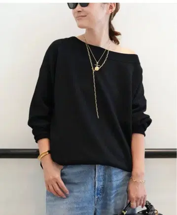 Deuxieme Classe Relax 오프숄더 니트 블랙