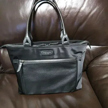 H199 컨디션 최상 하트만 비즈니스 백 토트 나일론 가죽 블랙