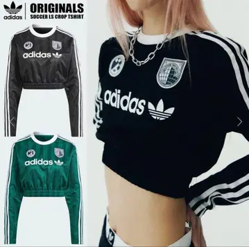 adidas 크롭 기장 긴팔 T셔츠 블랙 XL