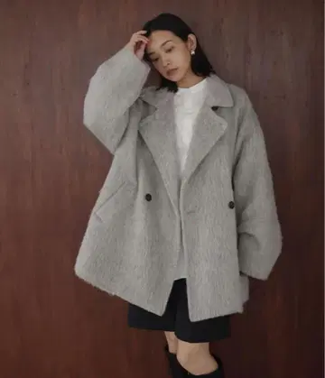 hellam 샤기 미들 코트 / 멜란지 그레이 헤렘