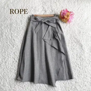 ROPE 로페 [ M ] 체크 무늬 플레어 스커트 오피스 캐주얼 심플