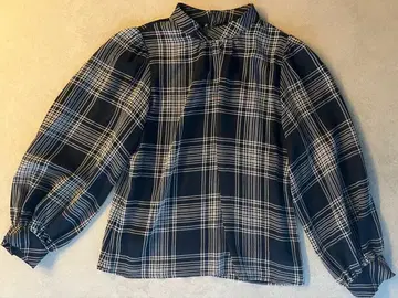 나이로 체크 쉬폰 블라우스/스커트 블랙 셋업