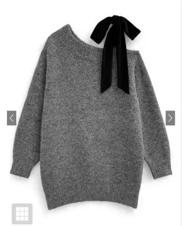 [ 익일 배송 ] GRL 원숄더 벨로아 리본 니트 미니 원피스 dr796