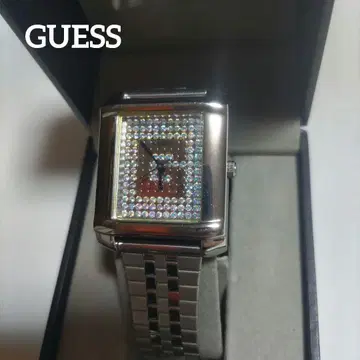 GUESS 게스 남성용 손목시계 실버 큐빅 미사용 새상품/배터리 방전