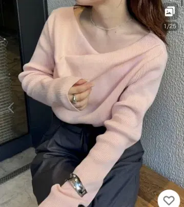 [미사용 새상품] mystic 오프숄더 리브 니트