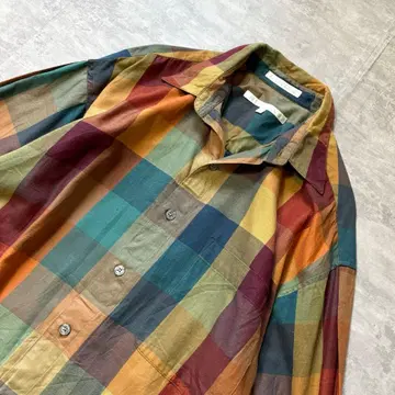 배색이 뛰어난 USA제 PERRY ELLIS 마드라스 체크 L/S 셔츠