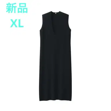 MUJI 무지 라보 더블 페이스 니트 원피스 여성 XL 블랙