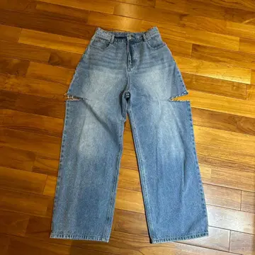 Re:EDIT 사이드 슬릿 와이드 스트레이트 코튼 데님 팬츠