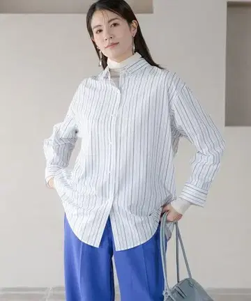 택 포함 새상품 엘르 아이론이 라즈 레귤러 셔츠 블라우스 스트라이프 M