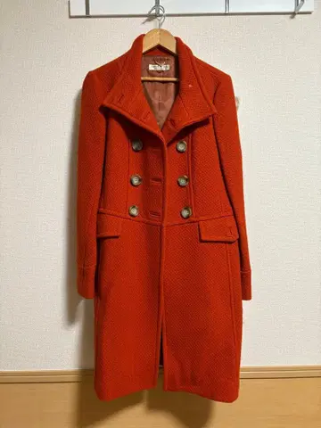 오렌지 더블 브레스트 롱 코트