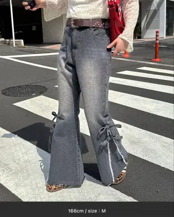 CIAOPANIC 밑단 리본 하이웨스트 플레어 데님 [ 새상품 ]