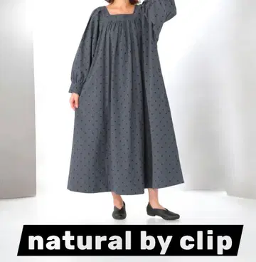 새상품 natural by clip 도트 자수 스퀘어 원피스