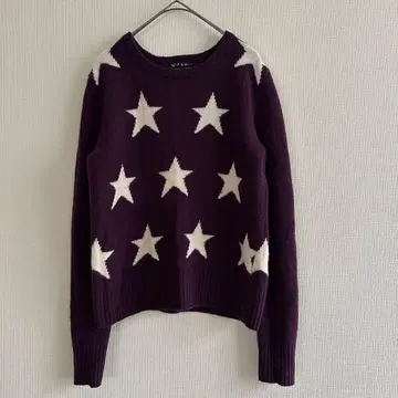 TO* by again k 퍼플 별 패턴 캐시미어 니트 스웨터