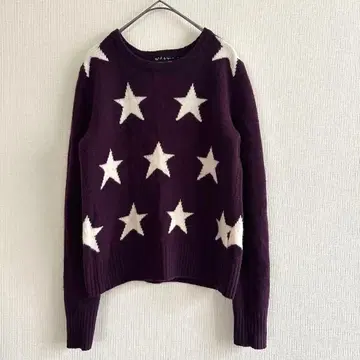 TO* by again k 퍼플 별 패턴 캐시미어 니트 스웨터