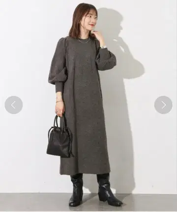 JOURNAL STANDARD 스트레치 에어리 퍼프 니트 롱 원피스