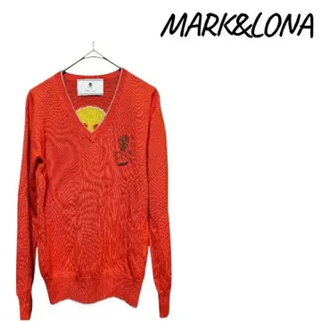 MARK&LONA 여성용 V넥 스웨터 오렌지