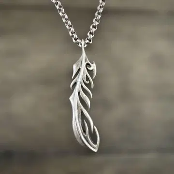 실버 깃털 디자인 목걸이