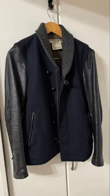 캐서린 햄넷 가죽 울 블루종