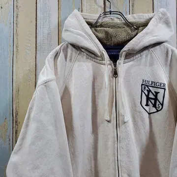 61 타미힐피거 보아 안감 집업 후드티 후디 로고 자수