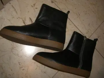 Fin 핀 가죽 숏 어그 부츠 23cm 블랙