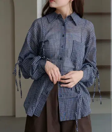 체크 개더 셔츠