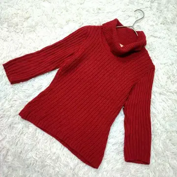 쿠 드 샹스 터틀넥 니트 하이넥 울 혼방 빨간색 38