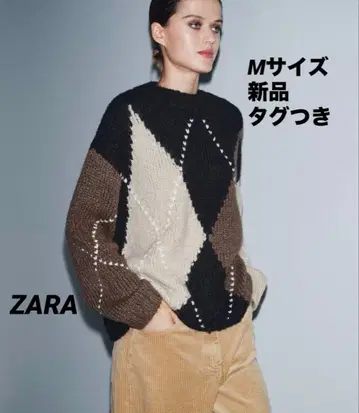 [ 완판템 ] ZARA 마름모 니트 스웨터 M 사이즈 새상품 택 포함