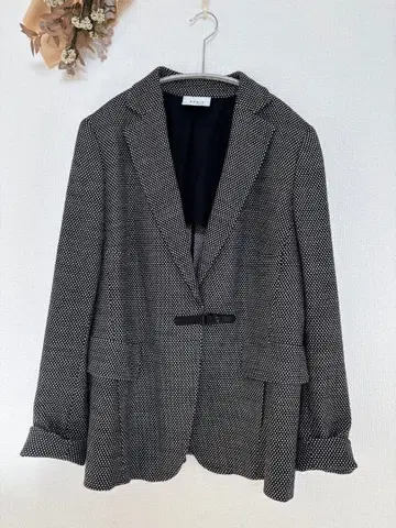 AKRIS punto 도트 테일러드 자켓 블랙 안감 백 오픈 42