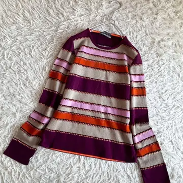 이탈리아제 미쏘니 스포츠 다채색 보더 풀오버 니트 44