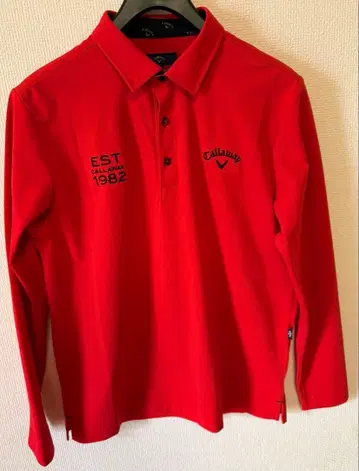 Callaway 빨간색 긴팔 피케 셔츠 L