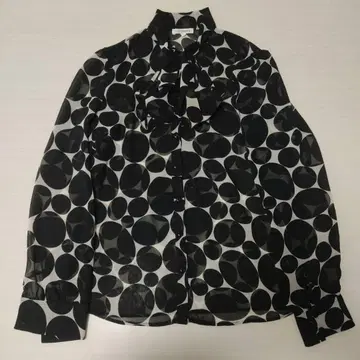 나라 까미체 보타이 블라우스 긴팔 도트 무늬 도트 블라우스