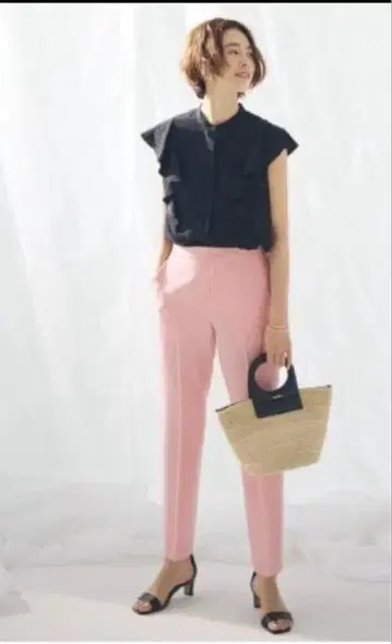 카탈로그 게재 23구 2021 하이웨스트 슬림 레그 팬츠*사이즈 42