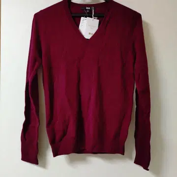 UNIQLO 캐시미어 100% V넥 스웨터 S 와인