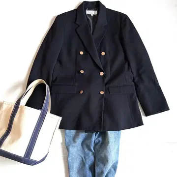 컨디션 최상 로페피크닉 스테디셀러 골드 버튼 더블 자켓 네이비 L 사이즈