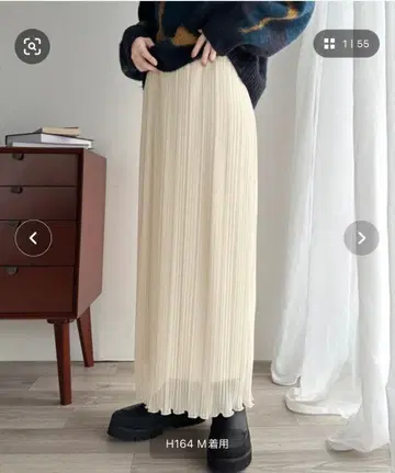 어른스러운 내추럴 스타일 랜덤 플리츠 밑단 메로우 샤이니