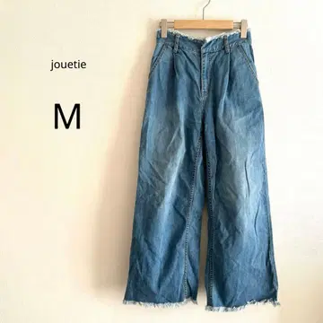 [ jouetie ] 데님 팬츠 와이드 블루 M 프린지 하이웨스트