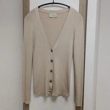 UNITED ARROWS V넥 실크 100% 가디건 베이지